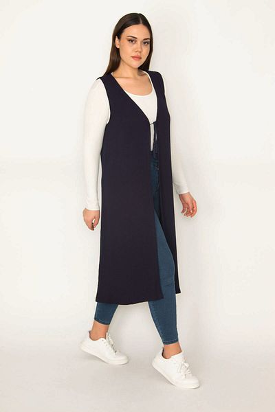 Şans Plus Size Vest - Navy blue - Double-breasted
