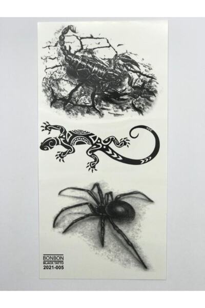 Mecit Tuhafiye Akrep Örümcek Kertenkele Geçici Dövme 9x19 cm