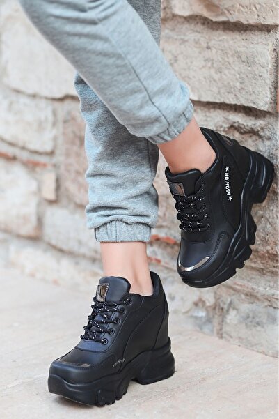 LEYDİ SHOES Frm-6001 Crne sportske cipele sa skrivenom petom