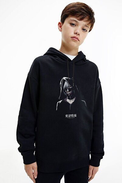 QIVI Anime Keen Štampano Unisex Kids Sa kapuljačom Crna majica