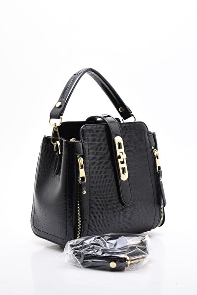 Jasmin Kroko Rugan Siyah El Ve Omuz Askılı Bayan Çantası