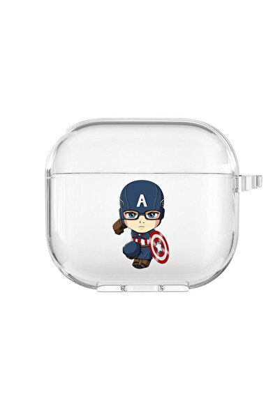 mooodcase 3. Nesil Uyumlu Baby Captain America Desenli Premium Silikonlu Şeffaf Kılıfı