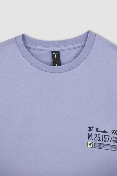 DeFacto Boy's Oversize Fit Crew Neck Back Printed Combed Cotton Long Sleeve T-Shirt