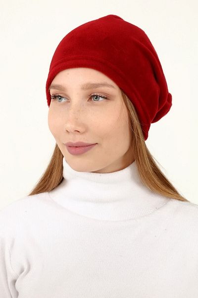 Shopiolog Unisex Red Fleece Neck Collar and Beret