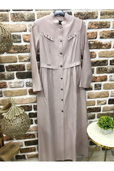 Sahrem Pudra Tam Boy Mevsimlik Keten Pardesü