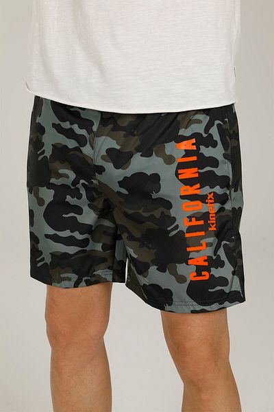 Kinetix Sn1017 Camo Swim Short 2F Khaki Men's Swim Shorts