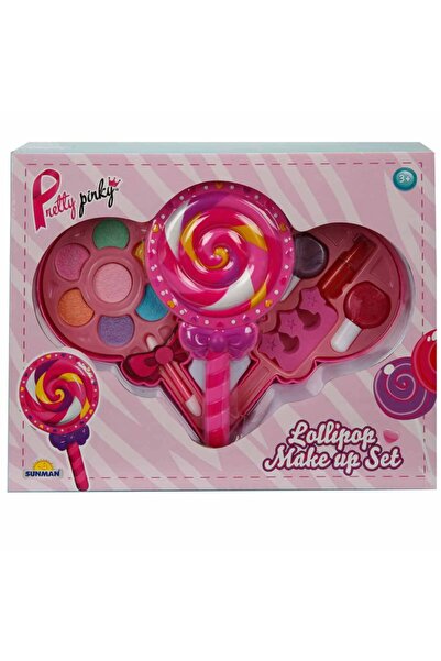 Sunman Pretty Pinky Lollipop Şekilli 2 Katmanlı Oyuncak Makyaj Seti