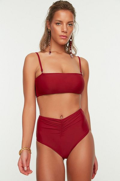 Trendyol Collection Bikini-Hose - Bordeaux - Unifarben
