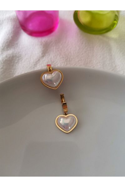 Joya Accessories Stainless Steel Pearl Heart Dangle Earrings