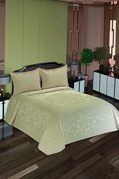 Veranova Home Otantik Şönil Pano Yatak Örtüsü Çift Kişilik Bej