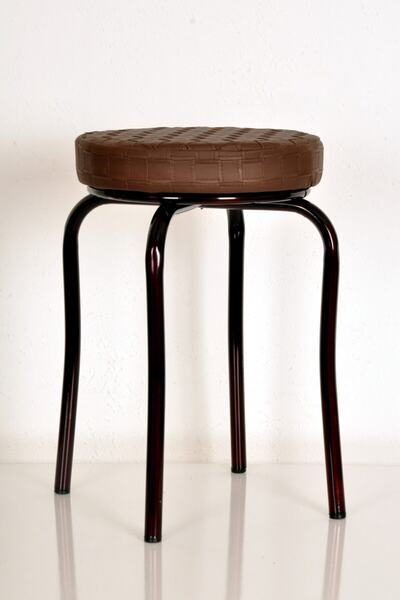 yılmaz masacılık 6 Adet Kahverengi Deri Bordo Profil Ahtapot Tabure Metal Tab...