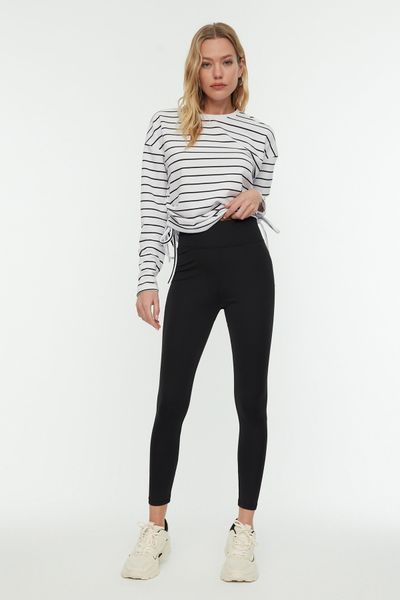 The Wear Black Ribbed Leggings, High Waist Ribbed Striped Sports Daily  Women's Leggings Without Raising - Trendyol