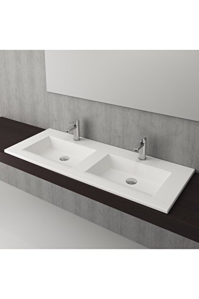 Bocchi Milano Çift Gözlü Lavabo 120 Cm Parlak Beyaz 1111-001-0126