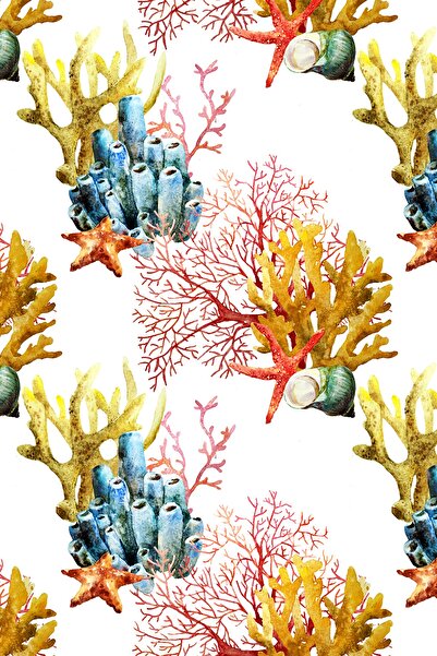 SUZANİ Mercan Resif Desenli Dijital Baskılı Kumaş Kms-0525