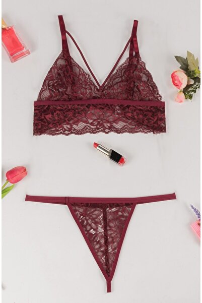 Yapıcı Underwear 1110 اللون العنابي بدون غطاء بدون سلك داخلي مجموعة حمالة صدر...