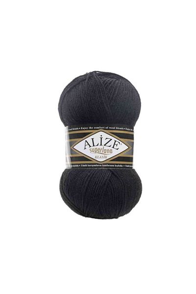Alize Superlana Classic Μαύρο Πλεκτό Χειροποίητο - 25% Μαλλί, 100 γραμμάρια, 60 κλωστές