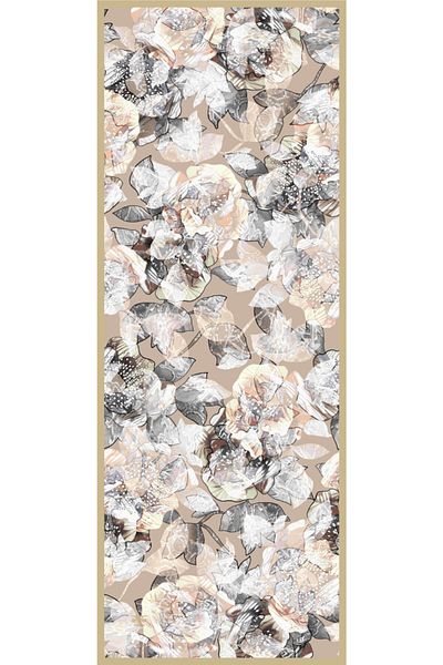 19V69 ITALIA Mink Cream Gold Shawl Floral Pattern Elegante Series with Scarf Strap 75x200 cm
