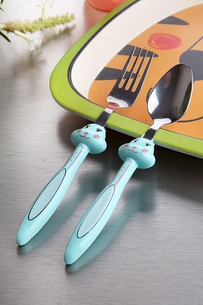 Baroness Green Figured Luxury Steel Food and Spoon Set