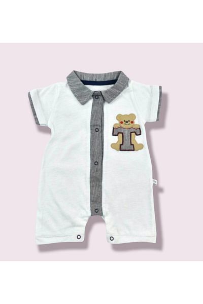 CFR Kids Summer Teddy Bear Embroidered Baby Boy Jumpsuit