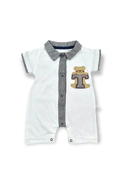 CFR Kids Summer Teddy Bear Embroidered Baby Boy Jumpsuit