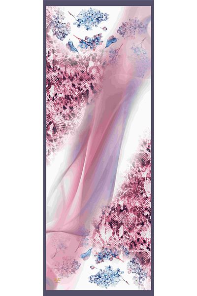 19V69 ITALIA Purple Pink Cream Shawl Floral Pattern Elegante Series with Scarf Hanger 75x200 Cm