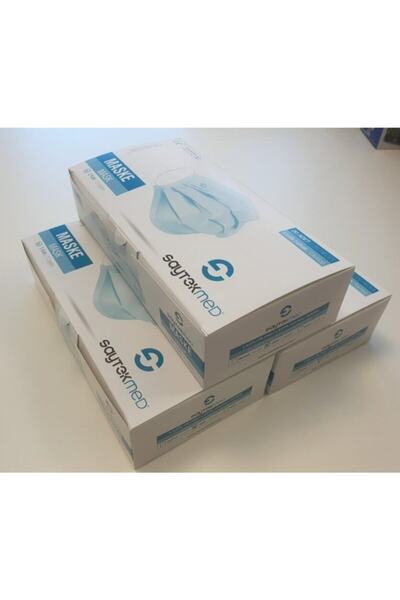 SAYTEKMED Tek Tek Steril Paketli, Meltblown Filtreli, 3 Katlı Mavi Maske (3 Kutu/60 Adet)