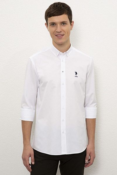 U.S. Polo Assn. Η.Π.Α. Ανδρικό πουκάμισο Polo Slim Fit 1102439 Nova 013 Λευκό