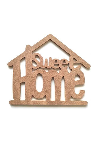 DEKOLOBİ Home Sweet Kapı Duvar Süsü Boyanabilir Ham Mdf