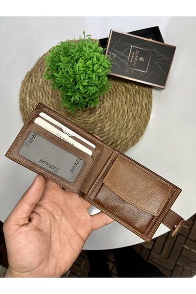 DERKON Leather Wallet with Coin and External Cover