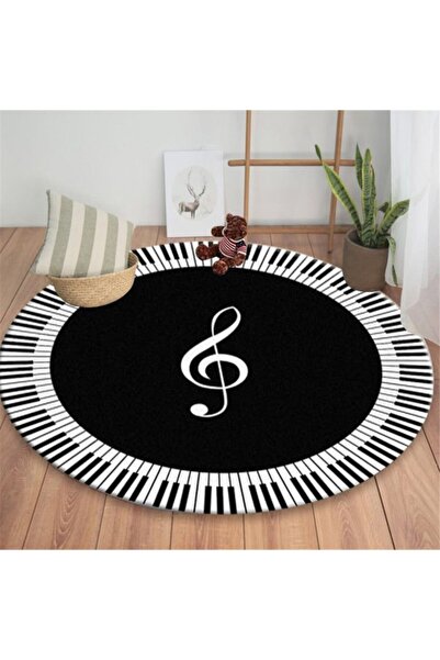 Herşey Nota Piyano Sol Anahtar Yuvarlak Halı