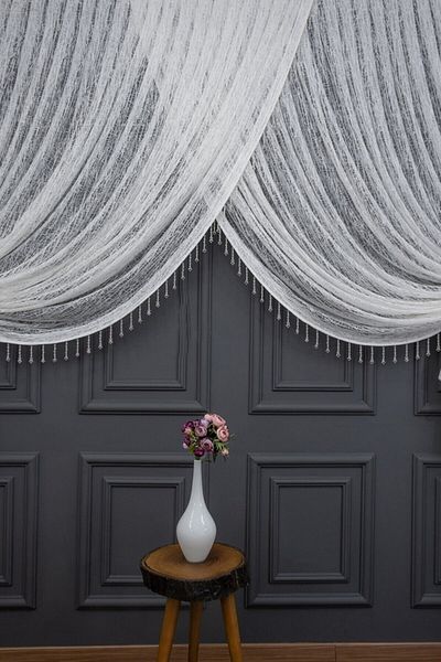 Esse Home Broken Glass Pattern Double-breasted Tulle Curtain (bead Included), 300x250cm, 1/4, 14esse00001