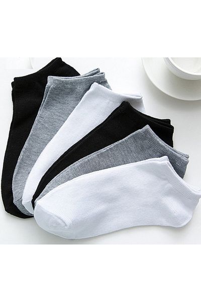 socksbox 6 ζευγάρια καλοκαιρινά αθλητικά παπούτσια (αόρατες) κάλτσες/40-44 μαύρες καπνιστές-σκούρο μπλε Λευκό