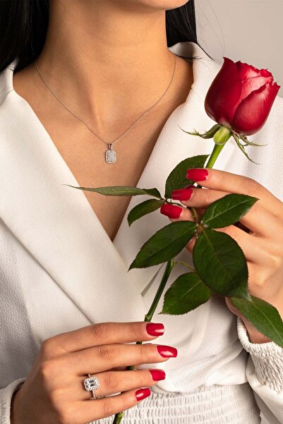 YAVUZ KUYUMCULUK 14 Ayar Beyaz Altın Baget Kolye