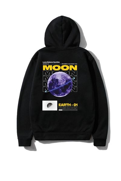 Deocept Hanorac negru oversize cu glugă Moon