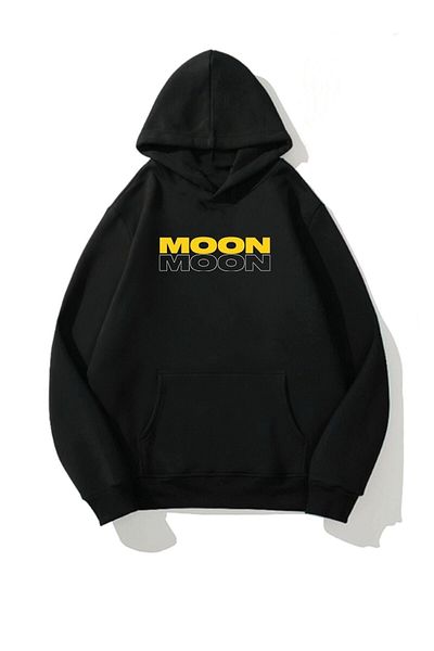 Deocept Hanorac negru oversize cu glugă Moon