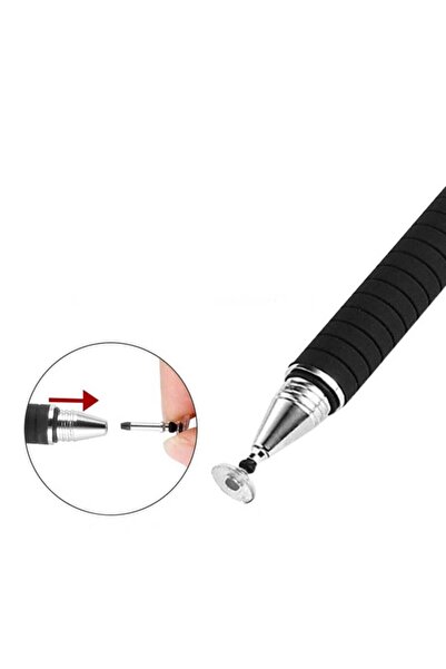 Fibaks Black Touch Pen 2 in 1 Disc Pen Nib Compatible with All Devices