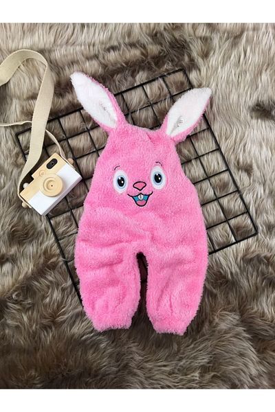 Minizade Welsoft Plush Girl Rabbit Salopet Baby Jumpsuit