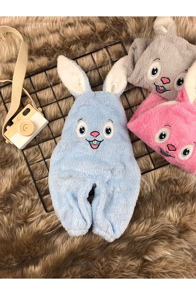 Minizade Welsoft Plush Unisex Rabbit Salopet Baby Jumpsuit