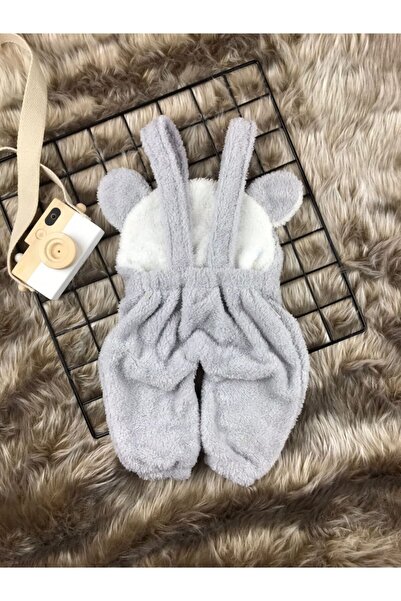 Minizade Welsoft Plush Unisex Panda Salopet Baby Jumpsuit