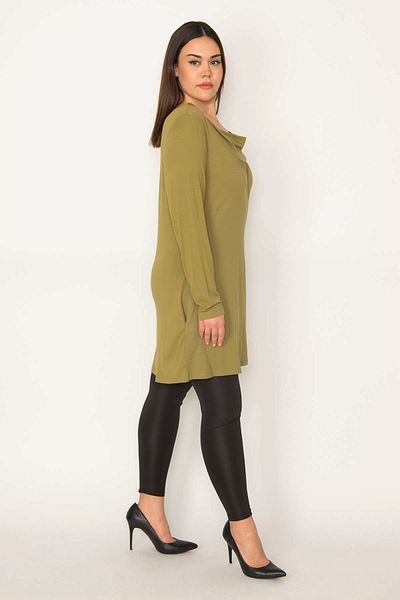 Şans Plus Size Tunic - Khaki - Relaxed fit