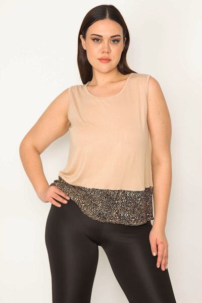 Şans Γυναικεία Αμάνικη Μπλούζα σε Μεγάλο Μέγεθος Garni Λεπτομερής 65n18014