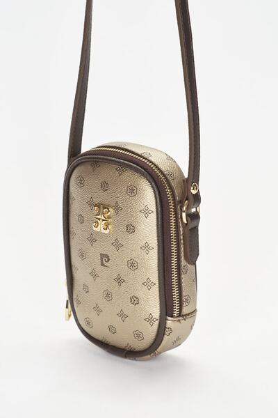 Pierre Cardin Goldfarbene Damen-Umhängetasche mit Monogramm 05PO22Y1556