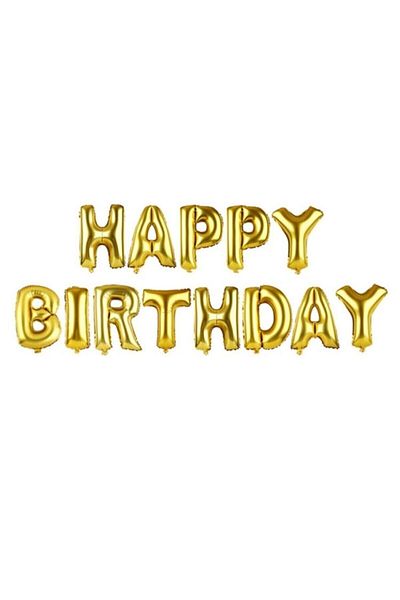 Doğumgünü Marketim Happy Birthday Written Letter Foil Balloon 40 Cm 16 Inc Gold