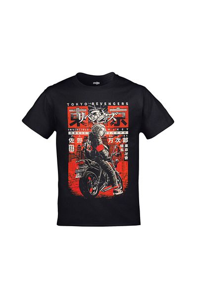 Orijin Tekstil Tokyo Revengers Invincible Mikey Printed Unisex Black T-shirt