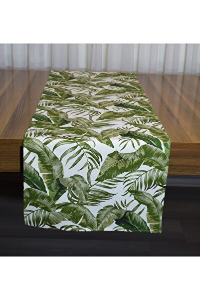 paris in paris Runner 40x140 Cm 1st Țesătură de in de rață de calitate cu model de frunze verzi