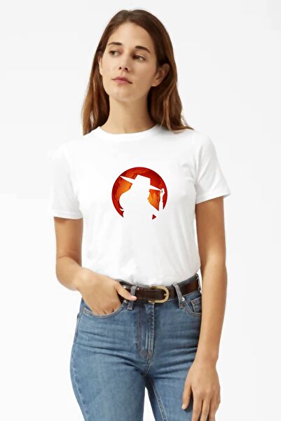 QIVI Tricou alb Carmen Sandiego Red Circle pentru femei