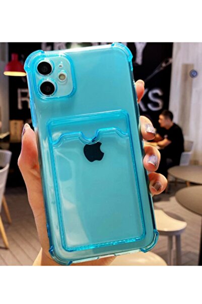 Molly Iphone 12 Mini Uyumlu Kart Cepli Köşeli Şeffaf Silikon Kılıf