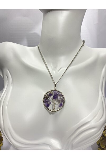 NATURALİM Ametist Taşı Hayat Ağacı Doğal Taş Kolye Kombinler Magazamızda Mevc...