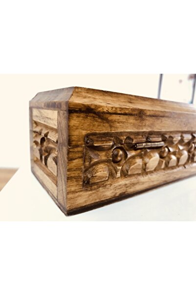 Fillikutum Ahşap Oyma Sanatı Ile Hazırlanmış El Işi Takı Ve Tesbih Kutusu 20x5x4 Cm