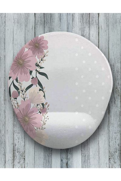 Onartem Pastel Colored Floral Design Oval Mouse Pad with Wrist Support